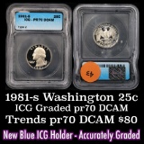 1981-s Washington Quarter 25c Graded pr70 dcam By ICG