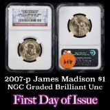 NGC 2007-p James Madison Presidential Dollar $1 Graded ms65 By NGC