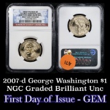 NGC 2007-d George Washington Presidential Dollar $1 Graded ms65 By NGC