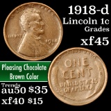1918-d Lincoln Cent 1c Grades xf+