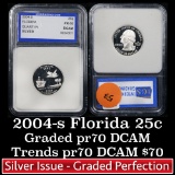 2004-s Silver Florida Washington Quarter 25c Graded GEM++ Proof Deep Cameo By IGS