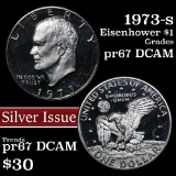 1973-s Silver Eisenhower Dollar $1 Grades GEM++ Proof Deep Cameo