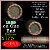 Indian Head Penny 1c Shotgun Roll, 1889 on one end, reverse on the other (fc)