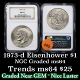 NGC 1973-d Eisenhower Dollar $1 Graded ms64 By NGC