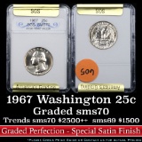 1967 Washington Quarter 25c Graded GEM++ Perfection By SGS