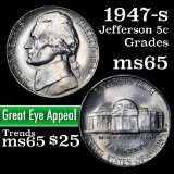 1947-s Jefferson Nickel 5c Grades GEM Unc