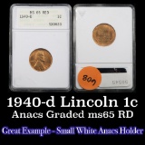 ANACS 1940-d Lincoln Cent 1c Graded ms65 rd By ANACS