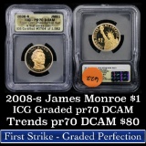 2008-s James Monroe Presidential Dollar $1 Graded pr70 dcam By ICG