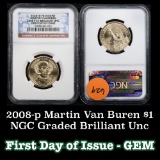 NGC 2008-p Martin Van Buren Presidential Dollar $1 Graded ms65 By NGC