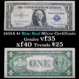 1935A $1 Blue Seal Silver Certificate Grades vf+