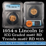 1954-s Lincoln Cent 1c Graded ms67 rd By ICG