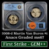 ANACS 2008-p Martin Van Buren Presidential Dollar $1 Graded ms67 By ANACS