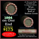 Indian Head Penny 1c Shotgun Roll, 1864 on one end, reverse on the other (fc)