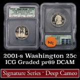 2001-s Vermont Washington Quarter 25c Graded pr69 dcam By ICG