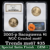 NGC 2005-p Sacagawea Golden Dollar $1 Graded ms67 By NGC