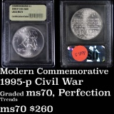 1995-p Civil War Modern Commem Dollar $1 Graded ms70, Perfection by USCG