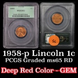 PCGS 1958-p Lincoln Cent 1c Graded ms65 rd By PCGS