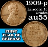 1909-p Lincoln Cent 1c Grades Choice AU