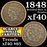 1848 Braided Hair Large Cent 1c Grades xf