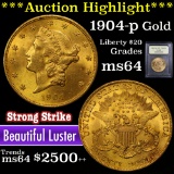 ***Auction Highlight*** 1904-p Gold Liberty Double Eagle $20 Graded Choice Unc By USCG (fc)