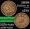 1859 Indian Cent 1c Grades xf+