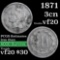 1871 Three Cent Copper Nickel 3cn Grades vf, very fine