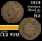 1819 Lg date Coronet Head Large Cent 1c Grades f, fine