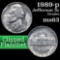 1989-p Clipped planchet Jefferson Nickel 5c Grades Select Unc