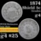 1874 Shield Nickel 5c Grades g, good