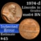1974-d Indented Lincoln Cent 1c Grades Choice Unc BN