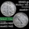 1943-p Walking Liberty Half Dollar 50c Grades Select+ Unc