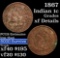 1867 Indian Cent 1c Grades xf details