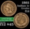 1861 Indian Cent 1c Grades f, fine