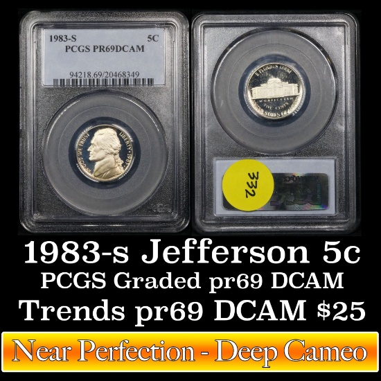 PCGS 1983-s Jefferson Nickel 5c Graded GEM++ Proof Deep Cameo By PCGS