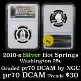 NGC 2010-s Silver Hot Springs Washington Quarter 25c Graded GEM++ Proof Deep Cameo By NGC