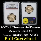NGC 2007-d Thomas Jefferson Presidential Dollar $1 Graded GEM By NGC