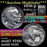 ***Auction Highlight*** 1936-p Buffalo Nickel 5c Graded GEM++ Unc by USCG (fc)