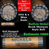 Full roll of Buffalo Nickels, 1915 on one end & a 's' Mint reverse on other end (fc)