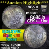 ***Auction Highlight*** 1885-o Rainbow Toned Morgan Dollar $1 Graded GEM++ Unc by USCG (fc)