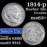 1914-p Barber Dime 10c Grades Select+ Unc (fc)