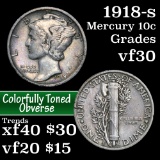 1918-p Mercury Dime 10c Grades vf++
