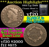 ***Auction Highlight*** 1812 Lg date Classic Head Large Cent 1c Graded vf, very fine by USCG (fc)