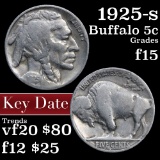 1925-s Buffalo Nickel 5c Grades f+