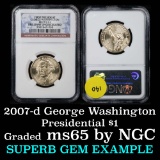 NGC 2007-d George Washington Presidential Dollar $1 Graded GEM By NGC