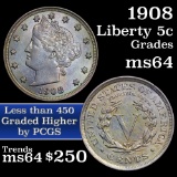 1908 Liberty Nickel 5c Grades Choice Unc (fc)