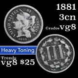1881 Three Cent Copper Nickel 3cn Grades vg, very good