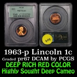 PCGS 1963-p Lincoln Cent 1c Graded GEM++ Proof Deep Cameo By PCGS
