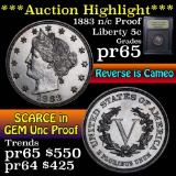 ***Auction Highlight*** 1883 n/c Proof Liberty Nickel 5c Graded GEM Proof by USCG (fc)