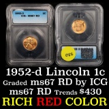 1952-d Lincoln Cent 1c Graded GEM++ RD By ICG