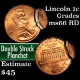 20-- Double Struck, Brockage Lincoln Cent 1c Grades GEM+ Unc RD